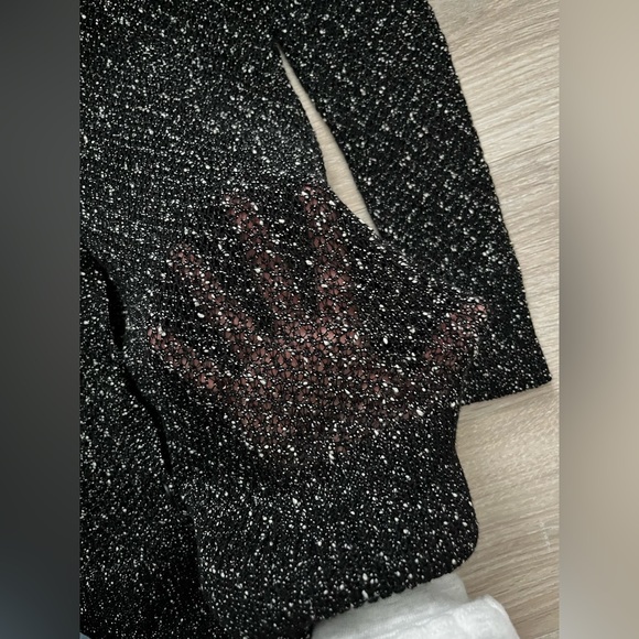 Eileen Fisher Women’s Black and White Open Knit Button Down Cardigan - Size MP - Picture 3 of 6